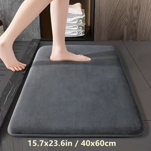 PVC 뒷면 1/2 플러시 메모리폼 욕실 매트 - 고급스러운 단색 기하학 패턴 | 소프트 코랄, 욕실 입구, 침실, 싱크대 밑, 욕실 바닥 매트용