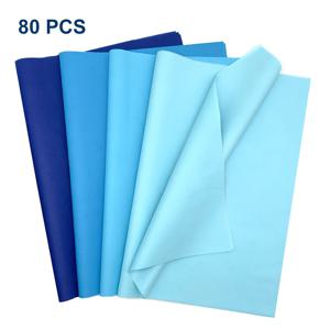 40/80개 파란색 티슈 페이퍼, 14 X 20인치 선물 포장 티슈 페이퍼 (포장 백용), 졸업, 아버지의 날, 생일, 결혼식, 휴일 선물 포장 용지, 4가지 파란색