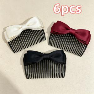 6개 레트로 스위트 리본 장식 헤어 콤, 정교한 장인 정신, 뛰어난 외관, 머리카락 당김 없이 부드러운 빗, 다용도 추가로 데일리 착용, 휴대용 메이크업 스타일링 마무리 이중 용도