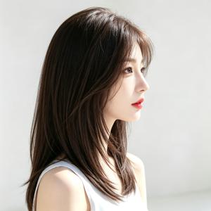 여성용 18인치(45cm) 다크 브라운 인조 밥 가발 - 중앙 가운데 머리 나눔 방식의 내열성 헤어 가발, 부드러운 유럽풍, 사무실, 코스프레, 데일리웨어 & 파티용 - 피부 톤 & 헤어 타입에 어울림