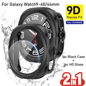 [2-In-1] 7/8/9 울트라 울트라2 (40mm/44mm/46mm/47mm)용 HD 스크린 보호 필름 1개 및 하드 PC 보호 범퍼 케이스 1개 (1개), 새롭게 업그레이드된 원클릭 설치, 간편한 설치 및 풀 커버리지