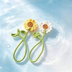 2개 순수 수제 코바늘 뜨개질 데이지 책갈피, 털실 꽃 책갈피, 독서 마커, 책 애호가를 위한 선물, 페이지 클립, 학생 선물
