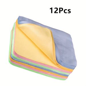 12개 초극세사 클리닝 천 - 스크래치 방지, 정전기 방지, 안경, 카메라 렌즈, 현미경, 망원경 렌즈 및 스크린 청소에 적합한 부드러운 소재 - 재사용 가능, 안경, 전자 제품 등에 적합 | 가정용, 청소 용품으로 이상적