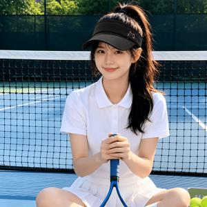 여성 경량 아이스 원단 포니테일 전용 와이드 바이저 썬캡 데일리 스포츠 캐주얼 모자