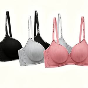 무선 브라렛 푸쉬업 3개입, A-B 컵용, C-H 컵까지 즉각적인 리프트, 바이오닉 팜 서포트 및 탈부착 불가 패치가 있는 심리스 누드 버스트 인εν셔어, A컵부터 C-H 컵까지 자연스러운 라인 리프트를 위한 통기성 블라우스 속 속옷