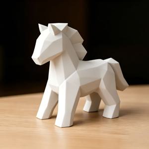 Low-Poly 작은 말 장식품 - 조각상 선물, 데스크탑 장식/컴퓨터 책상 장식/홈 데코/미니 피규어/차량 내부 장식에 적합, 완벽한 이상적인 선물, 크리스마스 선물, 생일 파티