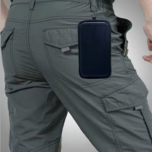 블랙 아웃도어 휴대폰 보관백, 플러그 직결형 걸이형 휴대폰 가방, 다이빙 소재, 낙하방지, 방진, 보온, 탄력 있는 내부 파우치, 남녀공용 휴대용 가방