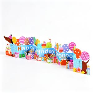 1개 1개 파란색 다치쉐운드 생일 팝업 카드, 'Happy Birthday Toooooooo You' 글자, 완벽한 생일 인사 카드 장식품 - 다치쉐운드와 케이크 축하 장면 포함, 생일 파티 장식, 생일 선물