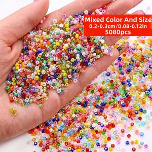 5080/2540개 2-3mm 랜덤 색상 및 크기, 혼합 색상 유리, 미니 체코 진주 주얼리 제작, 팔찌, 목걸이, 수공예