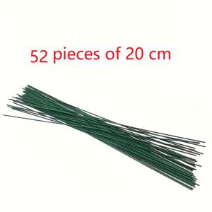 52개 녹색 플라스틱 코팅 철제 꽃 줄기, 20cm - 인공 수국, 장미, 모란 꽃잎에 적합 | 공예 및 웨딩 장식, 조화에 이상적
