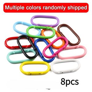 8개 세트, 멀티 컬러 타원형 스프링 캐러비너 후크, 열쇠고리 및 DIY 공예품용 | 색상 랜덤