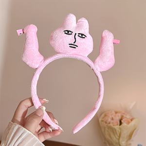 귀여운 핑크 토끼 귀 머리띠, 사랑스러운 만화 머리끈, 절친 크리스마스 선물, 사진 소품 및 데일리 번 장식