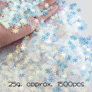 25g, 약 1500개 무지갯빛 글리터 눈송이 스팽글 콘페티, 무대 의상, DIY 공예, 소원병, 네일 아트, 헤어 액세서리, 눈송이 모양 장식 패치용. 크리스마스, 새해, 부활절, 옥토버페스트, 졸업식