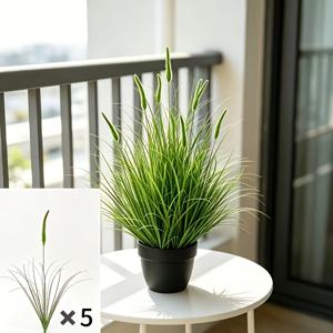 5개 인조 여우꼬리풀 줄기, 소박한 부드러운 장식/결혼식 배경/상점 진열/저유지 장식용 녹색 식물, 거실 현관, 발코니, 사이드보드, 베이 윈도우 장착용, 물주기 또는 관리 불필요