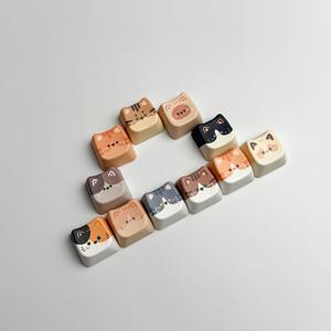 4개 랜덤 색상 고양이 키캡, 타이핑 키, 타이핑 연습 도구로 타이피스트, 게이머, 사무직 근로자 및 여행자에게 적합, 재미있는 디자인, 키보드 훈련 도구