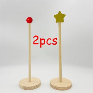 2개 귀여운 가족 주얼리 장식 수납 랙 세트, 나무 재질, 빨간색 구체 및 별 디자인, 머리끈, 헤어 클립 및 주얼리 수납 및 조리대 티슈 랙에 적합, 홈 , 다기능 홈 수납 랙, 욕실, 주방