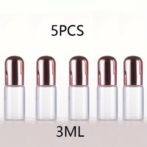 롤러 유리병 세트 5개입 (2/3ml), 투명 유리병, 에센셜 오일, 향수, 휴대용 메이크업 도구용