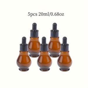 10ml/20ml/30ml 용량 호박색 유리 드로퍼 5개 세트, 0.34oz/0.68oz/1.01oz 호리병 모양 에센셜 오일 향수 분할용 병, 유리 드로퍼 포함, 액체 디스펜서, 휴대용 여행 액세서리