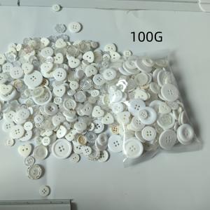 100G 풀사이즈 혼합 화이트 단추, 다양한 트렌디 스타일, 0.9cm~2.5cm 사이즈, 셔츠, 코트, 바지 재봉에 적합, 핸드메이드 DIY 프로젝트 및 휴일 선물 제작에 이상적