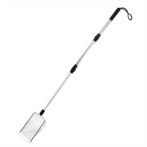 원거리 핸들 (104.14Cm) 장착된 튼튼한 스테인리스 스틸 고양이 모래 삽 - 벤토나이트, 호두 모래 & 다중 애완동물(고양이, 닭, 파충류) 사용을 위한 조절 가능한 긴 핸들 변기