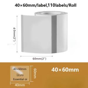 포메모 M110용 접착식 라벨/스티커 - 투명 사각형 40mm*60mm 감열 라벨 용지, 접착식 원형 투명 감열 인쇄지, 감열 프린터 전용, 캔/바코드/라벨/식별/포스트잇/휴일/생일/선물/파티 답례품/외부 포장 스티커용, 식별 및 바코드 미화 및 장식용
