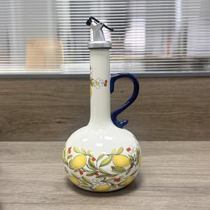 세라믹 오일 병, 올리브 오일 디스펜서, 주방 조미료 병, 뚜껑 포함, 언더글레이즈 페인팅 공예, 가정 주방 간장 소주 조미료 병, 간장 병, 선물용으로 적합
