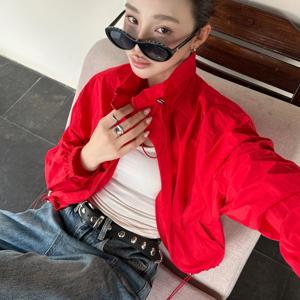 YY260616137 방향성 스타일 봄 여름 스위트 쿨 핫 레드 숏 재킷 패셔너블 올매치 허리 집는 스타일