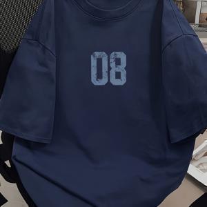 남성 트렌디 브랜드 디지털 프린트 반팔 셔츠, 스트리트 스타일 DK 레터 프린트, 신상 남성용 편안한 폴리에스터 원단 멀티 패턴 프린트 탑, 고품질 및 패셔너블한 라운드넥 반팔 티셔츠