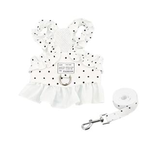 고양이 및 강아지 공용, 연잎 스커트용 폴카 도트 견인 세트 - 답답하지 않은 통기성 메쉬 원단, 털에 달라붙지 않는 부드럽고 피부에 친화적인 반려동물 공용 견인 로프, 야외 산책용 반려동물 사진 촬영 도구