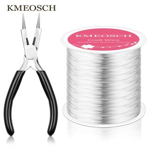KMEOSCH 주얼리 제작용 펜치 및 주얼리 와이어 세트 – 변색 방지 합금 공예용 와이어 1롤 328ft(100m) 0.4mm & 다용도 펜치 1개, 팔찌, 목걸이, 귀걸이 & DIY 예술품용 비딩 와이어 래핑 용품
