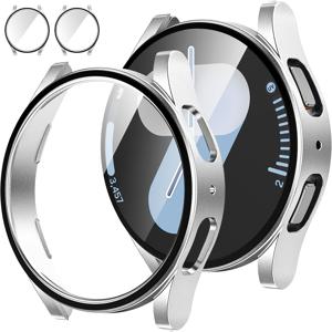 삼성 4/5/6/7용 강화유리 액세서리 키트 2개 세트, 40/44mm 화면 보호필름 포함, 남녀공용, 하드 PC 전체 보호 미끄럼 방지 스크래치 방지 커버, 삼성 4/5/6/7용 케이스, 지능형 시계 케이스 액세서리