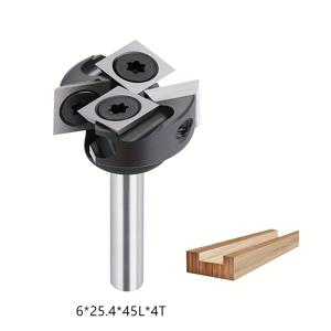 CNC 밀링 커터 4날 스포일보드 표면 가공용 라우터 비트 6mm 샹크 25.4mm 목공용 대패날 인서트 카바이드 슬래브 평탄화 비트