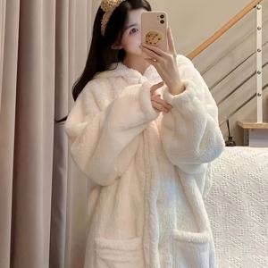 따뜻한 겨울 여성용 긴팔 캐주얼 포켓 플러시 귀여운 웨어러블 담요