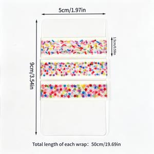DIY 스크랩북킹 및 장식용 컬러 사각형, 원형, 별 모양 리본 와시 테이프 3종 혼합 세트