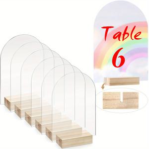 [2D 플랫] 4X6인치 빈 투명 아치형 아크릴 간판 6개, 아치형 돔 아크릴 보드, 아크릴 아치 테이블 번호, 명함 선물 파티 간판 장식에 적합