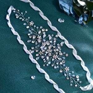 정교한 라인스톤 신부 웨이스트 액세서리, 반짝이는 이브닝 가운 벨트, 부드럽고 우아함, 연회 및 파티용 SH784-S