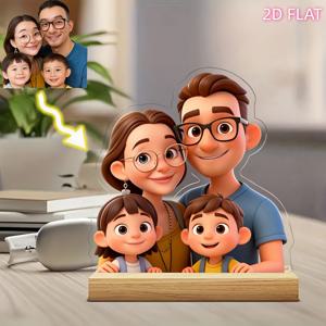 2D 평면, [맞춤 제작] 개인화 3D 만화 아크릴 명판 - AI 디자인 맞춤 사진 프레임, 선명한 색상, 커플을 위한 완벽한 발렌타인데이 선물, 탁상용 장식 | 만화 스타일 초상화 | 내구성 있는 아크릴, 발렌타인데이 장식, 커플 기념품, 모던 디자인, 고품질 인쇄, 기념일 선물