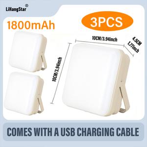 LiHangStar USB 충전식 휴대용 랜턴 3개 세트, 걸이형, USB 정사각형 캠핑 조명, 3가지 조명 모드 및 텐트/바비큐용 고리 포함, 실내/실외용, 장터 가판대용 비상 전원, 낚시용, 야간 조명