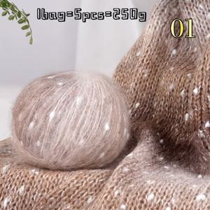 5팩 눈꽃 점점 그라데이션 롱 얀 스케인, 롤당 50G 총 250G, 고품질 무지개빛 양모 얀, 수제 코바늘 뜨개질 얀, 캐주얼 바 뜨개질 재료, 드레스, 스카프, 모자, 장갑, 스웨터, 가디건 뜨개질에 적합