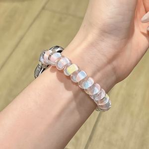 컬러풀 폰 케이블 스트랩, Apple Watch 11 10 8 7 6 5 4 3 2 1 SE Ultra, 38/40/41/42/44/45/46/49mm 호환, 스마트 스포츠 워치 액세서리, 통기성 탄성 헤어 코드, 여성용 빠른 탈착식 헤어밴드 손목 밴드 (시계 미포함)