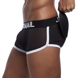1팩 JOCKMAIL 패션 섹시 힙 리프트 쉐이핑 엉덩이 남성 속옷 탈착식 푸쉬업 컵 패딩 평면 브리프 통기성 메쉬 원단 짐 스포츠 반바지 팬티