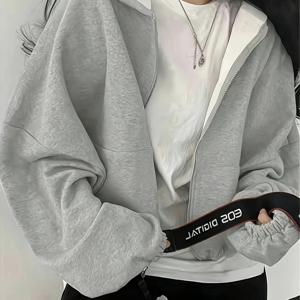가을 겨울 루즈핏 솔리드 컬러 유럽&미국 스타일 스웨트셔츠 캐주얼 스포츠 숏탑