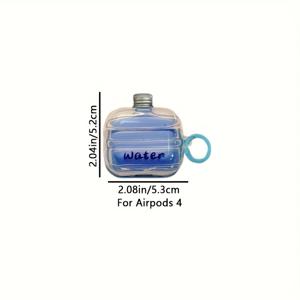 애플 1/2/3/4세대 Pro/Pro2/Pro3 호환 블루투스 이어버드 보호 케이스 1개, 물결 모서리 TPU 소재, 3D 병뚜껑 재미있는 미네랄 워터 패턴, 랜야드 구멍 포함