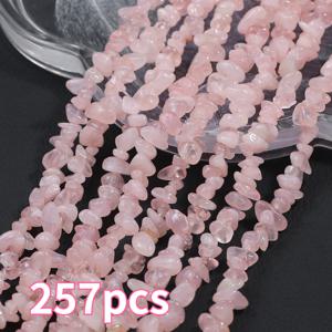 5-8mm 약 257개 로즈 쿼츠 불규칙 스톤 루스 비즈 주얼리 제작 스페이서 비즈, 귀걸이 추가, 팔찌, 목걸이, 귀걸이, 주얼리 제작, 수제 비즈 재료 팩 주얼리 추가에 적합