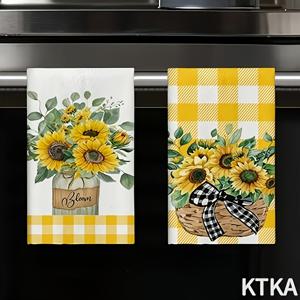패턴 주방 타월 2pcs 세트, 사이즈 15.75x23.62인치 (40x60cm), 초소프트 고흡수 마이크로파이버 제작, 접시, 찻잔, 욕실 또는 식당 장식용, 요리 및 베이킹에도 적합
