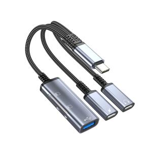 다기능 어댑터 5In1 Type C - 듀얼 Type C USB 케이블 고속 충전 오디오 전송 OTG SD 카드 지원 전자 제품용 3.5MM 오디오 어댑터 케이블