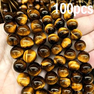 노란색 호랑이눈석 루즈 비즈 100개, 주얼리 DIY 재료, 주얼리 DIY 비즈, 핸드메이드 DIY, 장식용품, 열쇠고리, 팔찌, 목걸이, 헤어 액세서리, 허리 체인 비즈, 신발 액세서리, 가방 액세서리, 문구류 장식, 할로윈, 웨딩 시즌, 신학기 시즌, 크리스마스 선물용으로 사용 가능