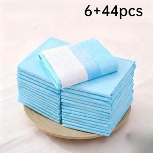 흡수성 소변 패드 6+44개 세트 M 사이즈 45*60cm 속건성 표면 누수 방지 및 미끄럼 방지 소형 반려동물용 소변패드 일회용 강아지 배변 훈련 패드