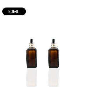 2개입 브라운 사각 병 빈 바이알 10ml-100ml 스포이드 유리 디스펜싱 병 휴대용 앰버 에센셜 오일 병 향수 세럼 유리 사각 바이알