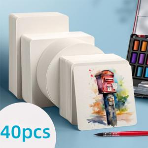 40개 수채화 용지 엽서 - 300GSM, 텍스처, 무산성, 리기닌 프리, 페인팅 및 공예에 적합 - 감사 카드, 인사말, 크리스마스, 초대장, 생일 및 예술적 표현에 완벽